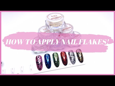 Part of a video titled HOW TO APPLY NAIL ART FLAKES | Kiki London Nail Art Tutorial