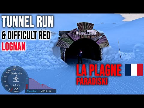 [4K] Skiing La Plagne, The Tunnel (Blue) and Lognan (Difficult Red), Paradiski France, GoPro HERO13