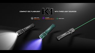 ACEBEAM K1  1000 流明 223米 三光源EDC 手電筒 白光/UV光/綠光束 尾按開關  #電筒王 #三光源 #指示光