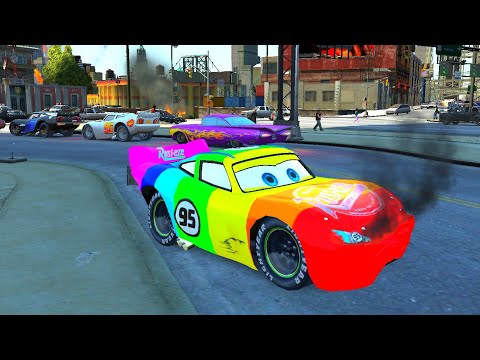 GTA IV Rainbow McQueen Traffic Crash Testing Ep. 2 - GTA IV Color Car Mods