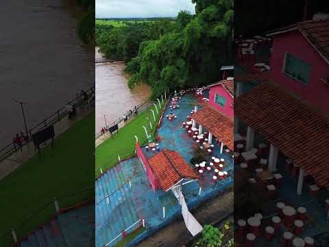 Chuvas intensas provocaram cheia no Rio São Domingos em Aurilândia-GO. (24/02/2026).