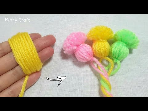 Amazing Hand Embroidery Flower Design Trick with Fingers - Super Easy Woolen Flower Craft Ideas