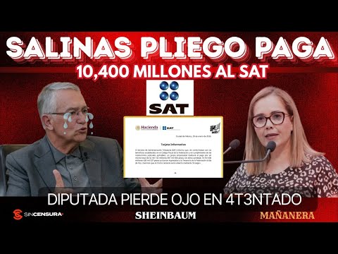 #SalinasPliego paga 10,400 millones al #SAT. #Diputada pierde ojo en 4t3ntado. #Sheinbaum #MAÑANERA
