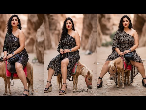 Confident Stylish Woman Riding a Tiny Pony  Unique Pony Ride Experience