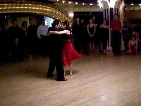  Luis Adrian Bianchi  and  Daniela Pucci  are  dancing  to  the  milonga  "  Milonga del Recuerdo  "