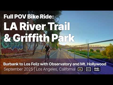 LA River Bike Path - Burbank, L.A. & Griffith Park - Walt's Place, Trails, and Spirits?  [4k POV]