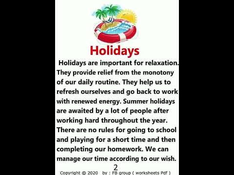 Short essay on Holiday in English