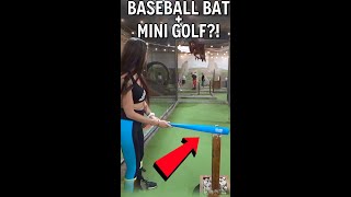 Using a baseball bat playing mini golf! ⚾️ ⛳️  #shorts