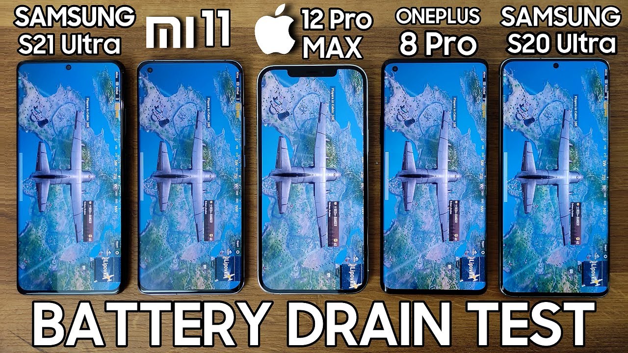 Galaxy S21 Ultra vs Xiaomi Mi 11 / iPhone 12 Pro Max / OnePlus 8 / S20 Ultra - BATTERY DRAIN TEST!