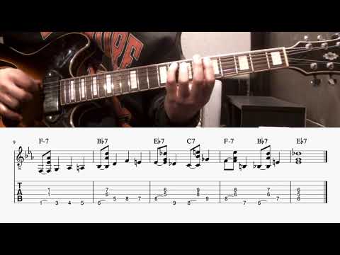 Easy Walking Bass and Chords with Tab   Eb Jazz Blues Example