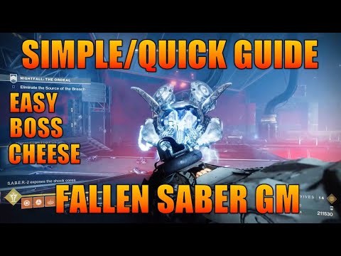 QUICK AND EASY GM WITH BOSS CHEESE - Fallen Saber Grandmaster Guide with Timestamps! - Destiny 2