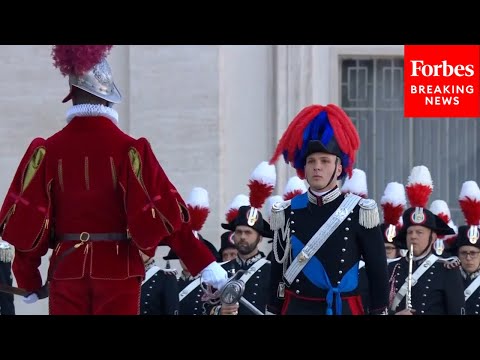 Italian Armed Forces March Through St. Peter's Square, Perform Mutual Salute With Swiss Guard