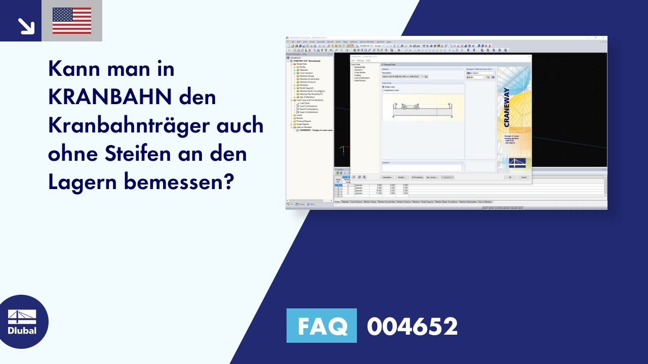 [EN] FAQ 004652 | Kann man in KRANBAHN den Kranbahnträger auch ohne Steifen an den Lagern bemessen?