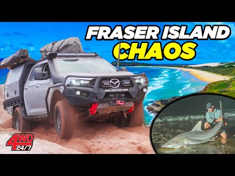 Rolled 4WD on Fraser Island - CRAZY recovery on Ngkala Rocks + Shark fishing at night!