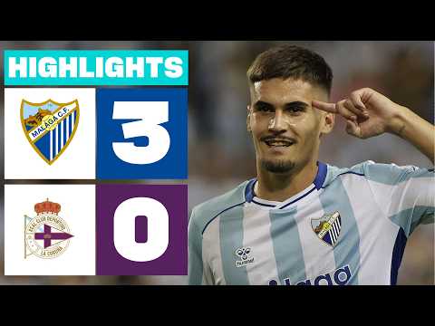 MÁLAGA CF 3 - 0 RC DEPORTIVO | RESUMEN LALIGA HYPERMOTION