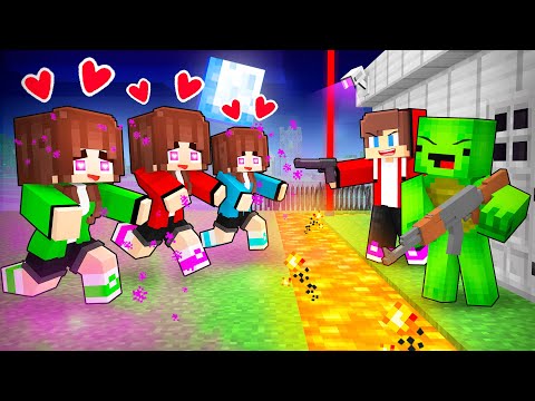 JJ LOVE CURSE VS Security House - Maizen Minecraft Animation