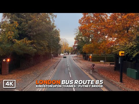 Autumn Bus Ride Through Southwest London 🍂 | Bus Route 85 from Kingston to Putney [4K HDR POV]