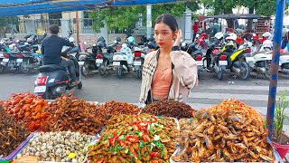 Can You Eat These Fried Insects? Amazing Street Food at Riverside of Phnom Penh, Cambodia