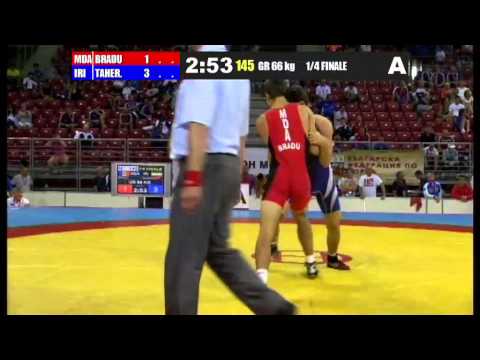 R.Taheri (IRI) vs M.Bradu (MDA) 66kg 1/4 Final - GR - 2013 Junior World Championships