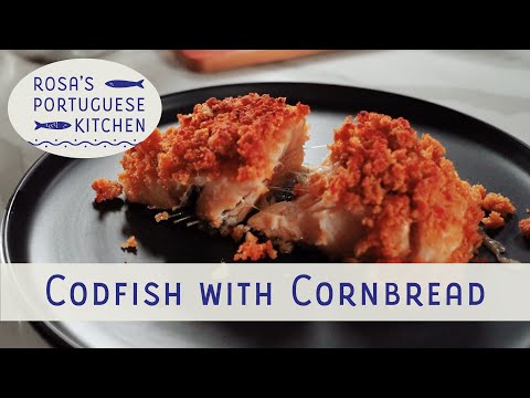 Bacalhau com Broa (Codfish with cornbread) with Rosa Bandeira