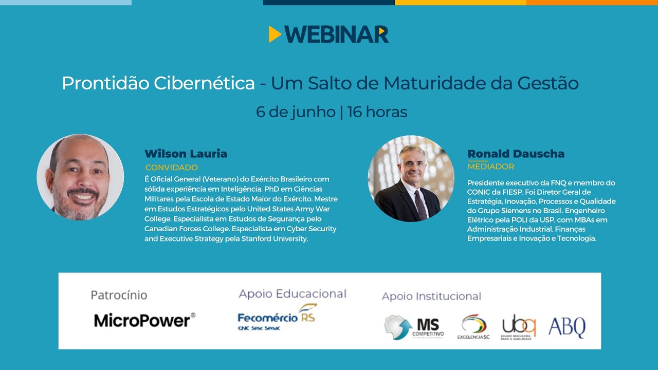Webinar "Prontidão Cibernética - Um Salto de Maturidade da Gestão"