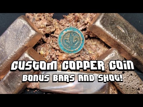 Making Copper Shot, Bars, and Coins With Scrap Heat Diffuser - metal sand casting