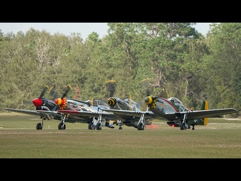 3 P-51 Mustangs and a P-40 Warhawk Departing - Video by @AwesomeAndUnusualAircraft (FB and IG)