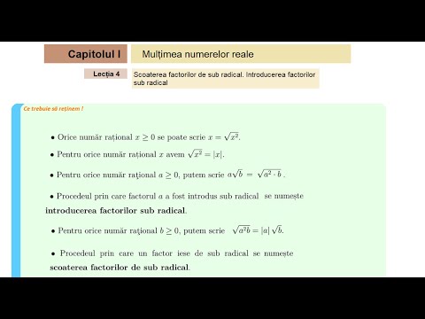 Capitolul 1 // Lecția 4 - Scoaterea si introducerea factorilor sub radical (Clasa a 7-a)