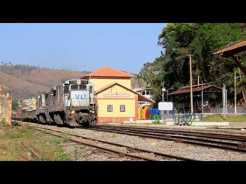 FERROVIA A TODO VAPOR! Dois Trens Passando em Ribeirão Vermelho MG