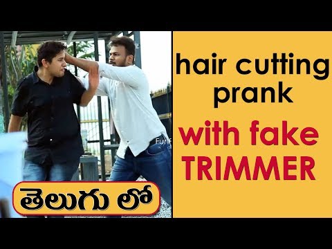 Hair Cutting Prank with Fake Trimmer in Telugu | Pranks in Hyderabad 2018 | FunPataka