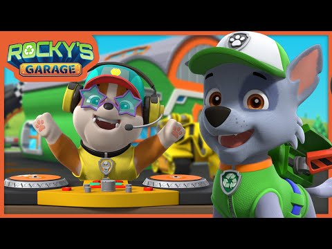 Don't Lose It, Reuse It! Rocky Fixes DJ Rubble's Drill - Rocky's Garage PAW Patrol Cartoons for Kids