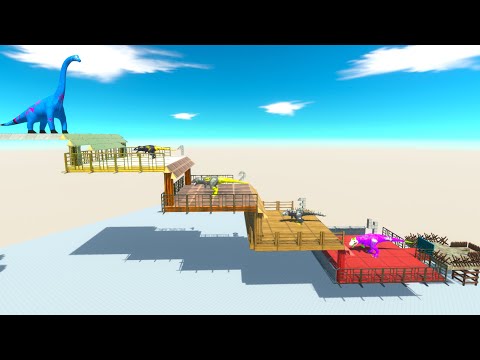 BATTLE 4 SIZE of T-REX SLIDE ARENA - Animal Revolt Battle Simulator