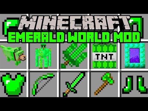 Minecraft EMERALD WORLD MOD! | TRAVEL TO THE EMERALD DIMENSION! | Modded Mini-Game