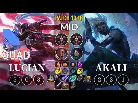 DRX Quad Lucian vs Akali Mid - KR Patch 10.16