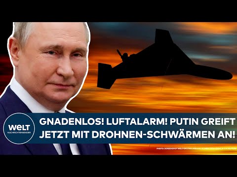 Video Thumbnail: UKRAINE-KRIEG: Putin gnadenlos! Luftalarm! Russen attackieren jetzt mit Drohnen-Schwärmen!