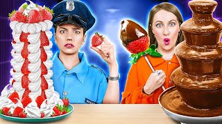 Cop vs Prisoner Cooking Challenge in Jail 🍰 Sweet Recipes Ideas From Prison by 123 GO!