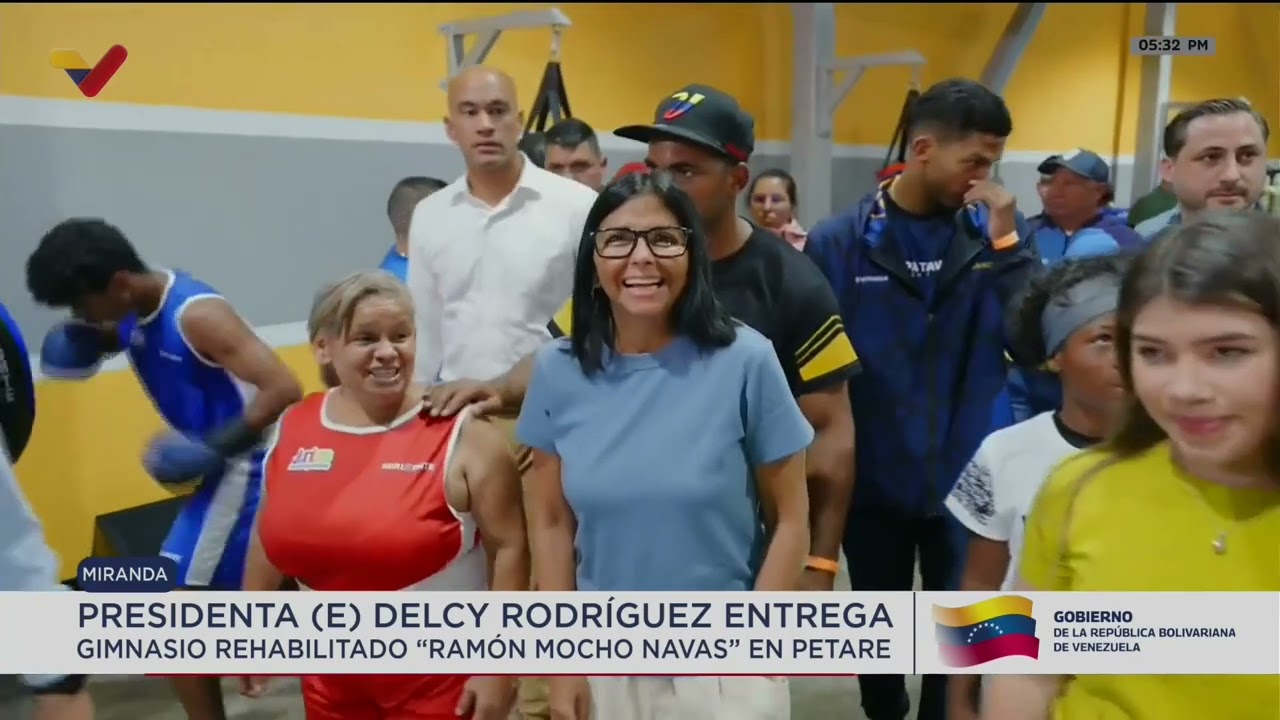 Delcy Rodríguez entrega gimnasio rehabilitado Ramón Mocho Navas en Petare, 20 abril 2026