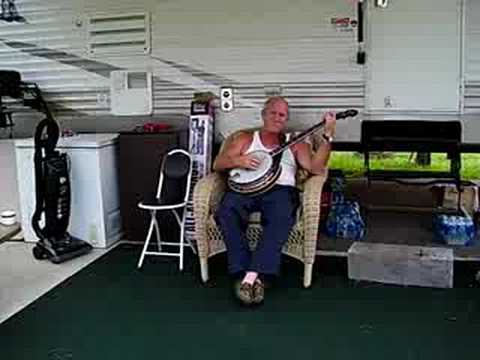 Banjo playing camper in west virginia