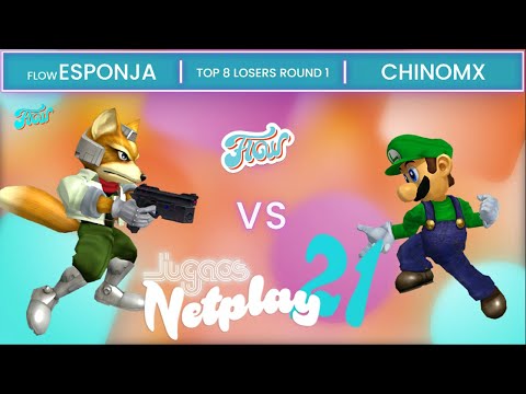 Jugaos Netplay 21 - Flow | Esponja vs ChinoMX - Top 8 Losers Round 1 - Fox vs Luigi