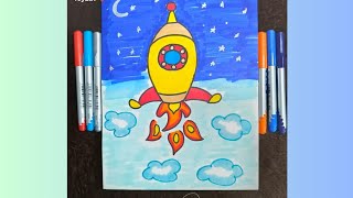 Rocket Coloring for Kids | Learn About Air Transport | Space Rocket Drawing & Coloring for Children 
