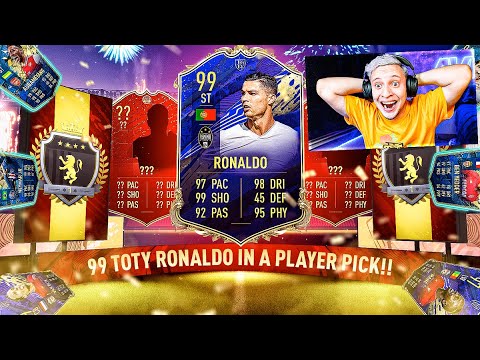 MY 28-2 ELITE 1 FUT CHAMPS REWARDS + 99 TOTY RONALDO IN AN 86+ PLAYER PICK PACK WTF!! FIFA 20