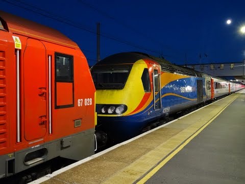 67028 dragging 43050 & 43058 through Peterborough on 5F63 26/06/18