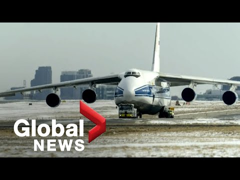 Russian cargo airplane grounded with no end in sight at Toronto airport