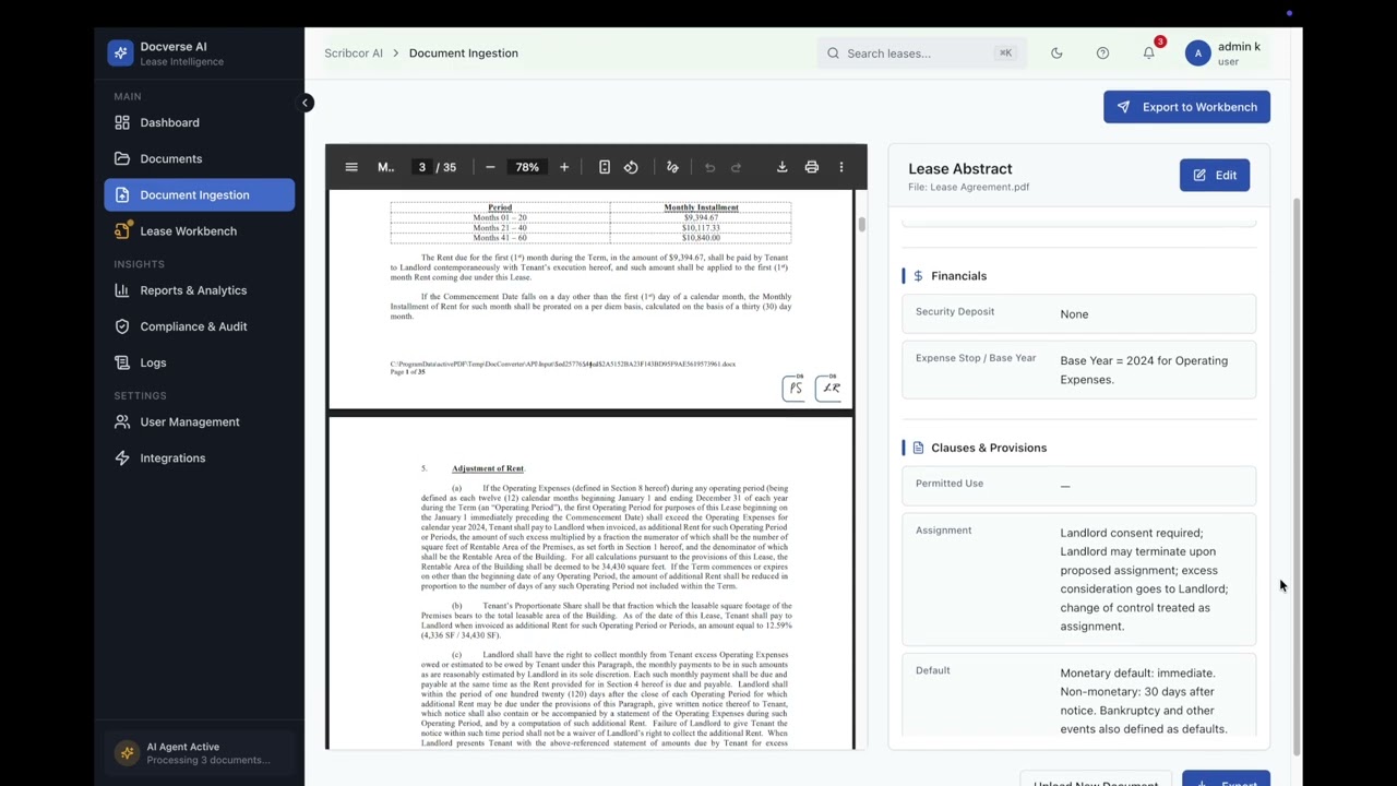 Lease Document Processing for Actionable Insights