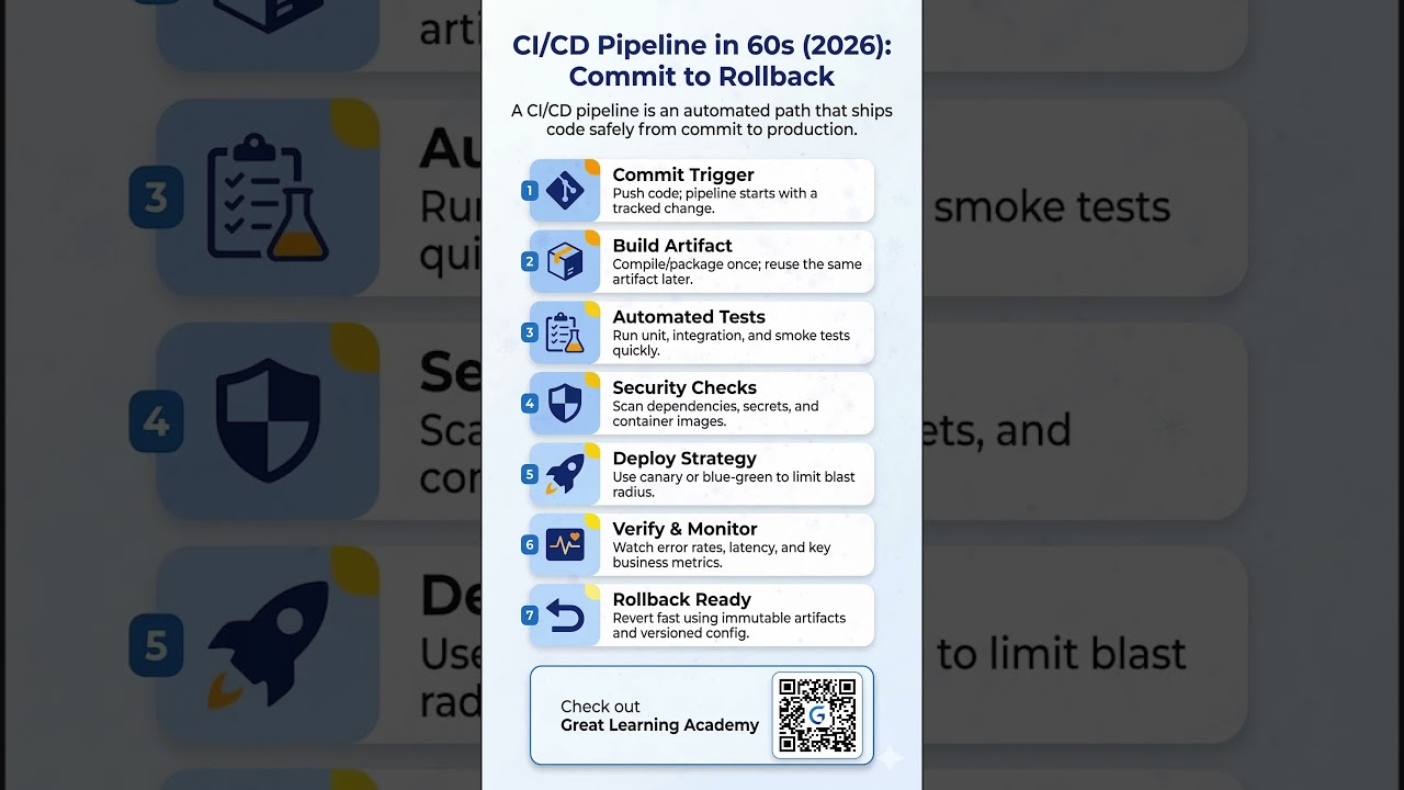 CI/CD Pipeline in 60s 2026 | Commit to Rollback