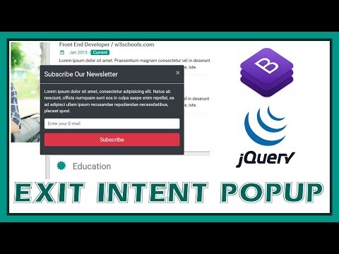 Exit Intent Popup Using Bootstrap 4 and jQuery