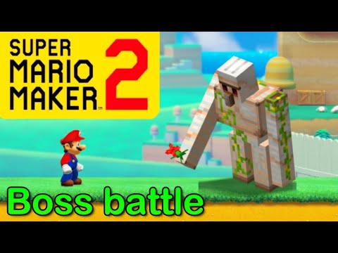 Manx Ninja Pig - Mario Maker 2 - How to make an IRON GOLEM boss battle (Mario Maker Boss ideas)(Minecraft Bosses!)