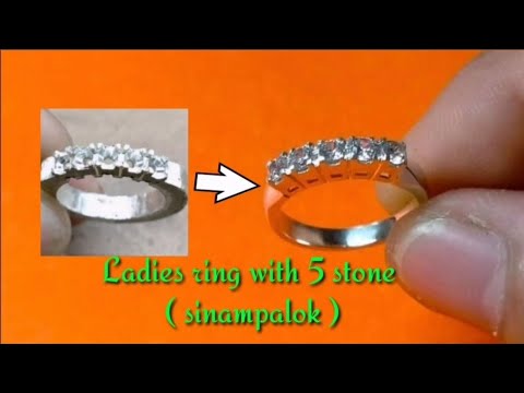 Ladies ring with 5 stone ( sinampalok ) | How it's made |Hand made |Jewelry making |Alaherong pinoy