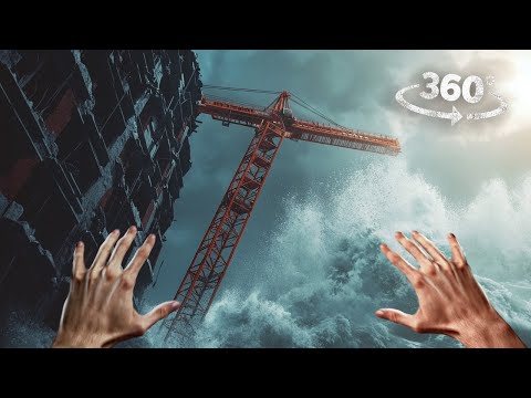 360° Escape Tsunami after Asteroid and Airplane Crash VR 360 Video