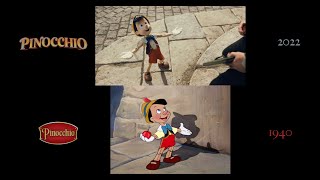 Pinocchio (1940/2022) side-by-side comparison